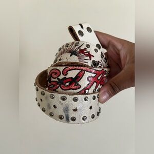 Vintage Y2K Ed Hardy Punk Rock Studded Distressed Belt *FLAWS*